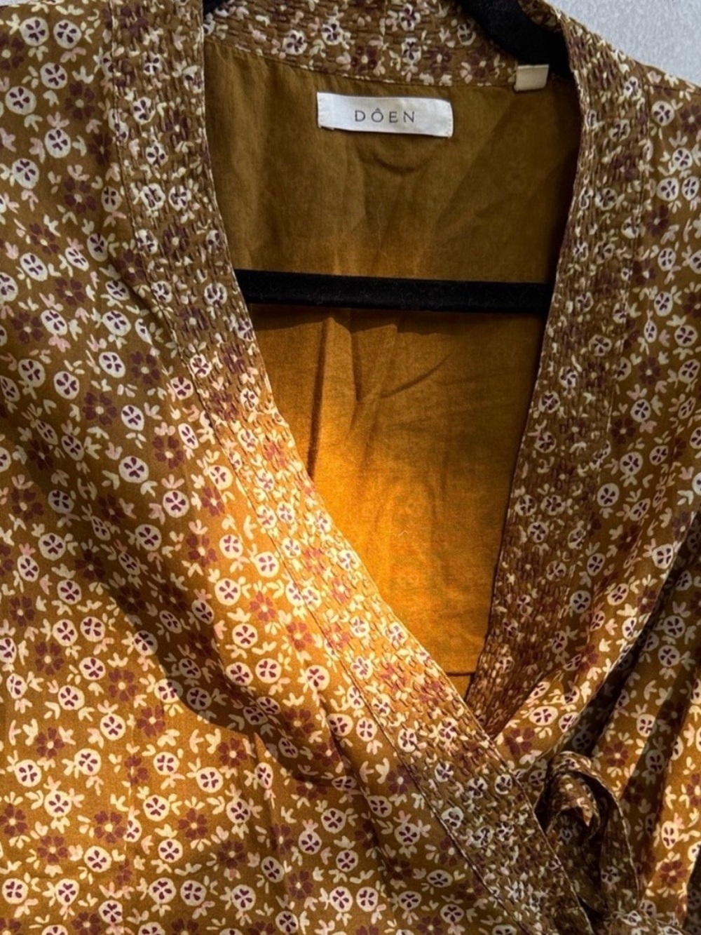 Doen Mustard Brown Isle Wrap Organic Cotton Top - Picture 7 of 9